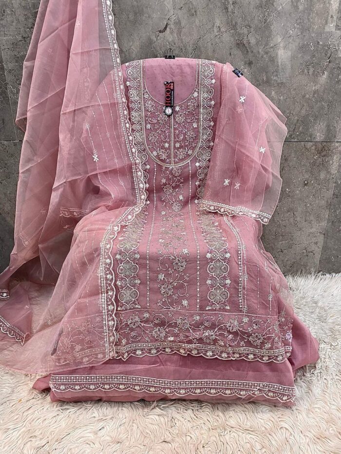 Grace in Every Layer – Premium Organza Suit with Delicate Zarkan Work - Image 4