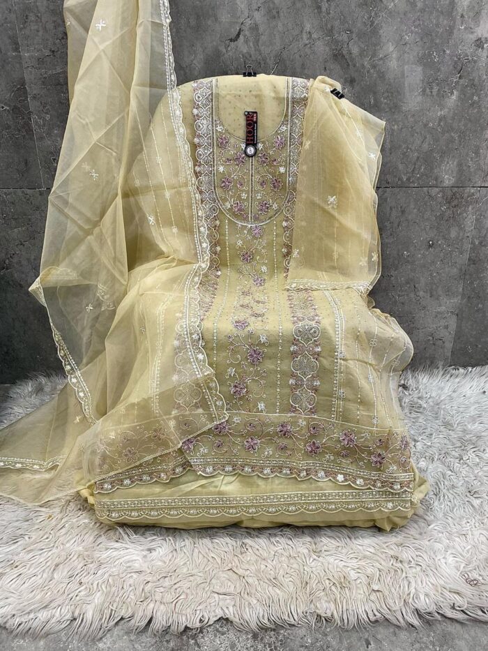 Grace in Every Layer – Premium Organza Suit with Delicate Zarkan Work - Image 5