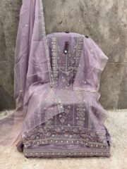 Grace in Every Layer – Premium Organza Suit with Delicate Zarkan Work - Image 2