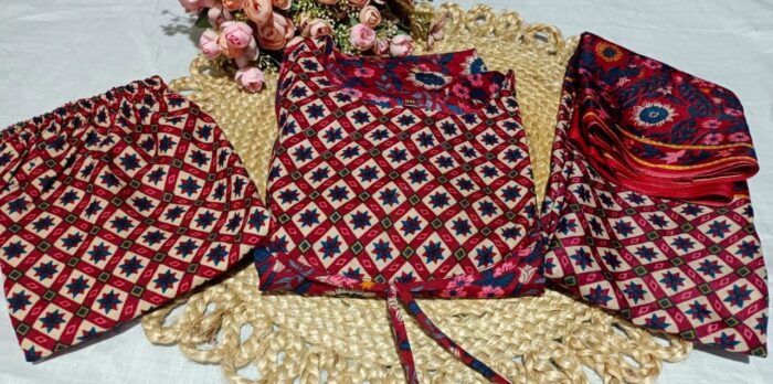 Gracefully Printed. Elegantly Worn. – Premium Rayon Suit with Chanderi Dupatta - Image 3