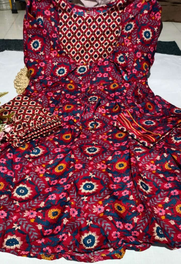 Gracefully Printed. Elegantly Worn. – Premium Rayon Suit with Chanderi Dupatta - Image 4